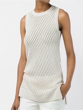 Vince Cream Open-Knit Sweater Top